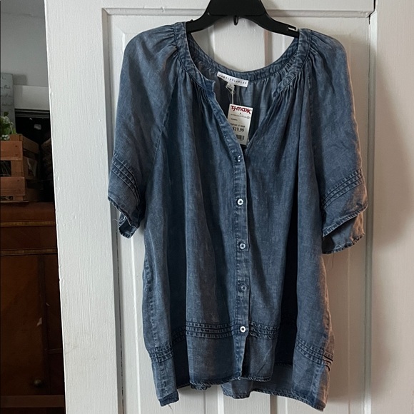 Jane and Delancey Denim Blue Blouse - Picture 1 of 4